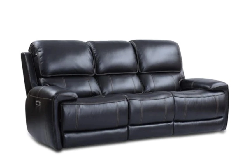 Brielle Blackberry Leather 89" Power Reclining Sofa with Power Headrest & USB - 360