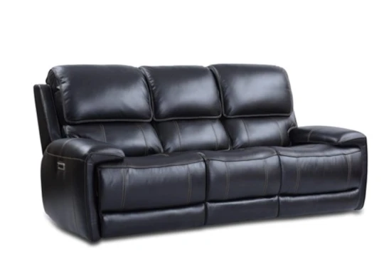 Brielle Blackberry Leather 89" Power Reclining Sofa with Power Headrest & USB