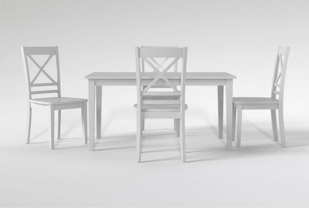 Kendall White 60" Kitchen Dining With X Back Chairs Set For 4