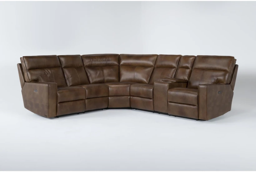 Corleone 116" Camel 3 Piece Leather Power Reclining Sectional - 360