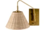12" Rattan + Gold Wall Sconce - Detail