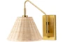 12" Rattan + Gold Wall Sconce - Material