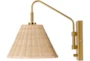 12" Rattan + Gold Wall Sconce - Side