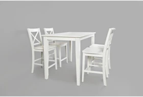 Kennedy White 6 Piece Counter Set With X Back Stools