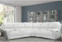 Brielle Ivory Leather 126" 6 Piece Power Reclining Modular Sectional with Power Headrest & USB - Room
