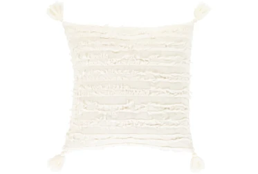 20"X20" Ivory Tassel Throw Pillow