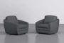 Chadwick Charcoal Chenille 33" Swivel Barrel Accent Chair Set of 2 - Signature