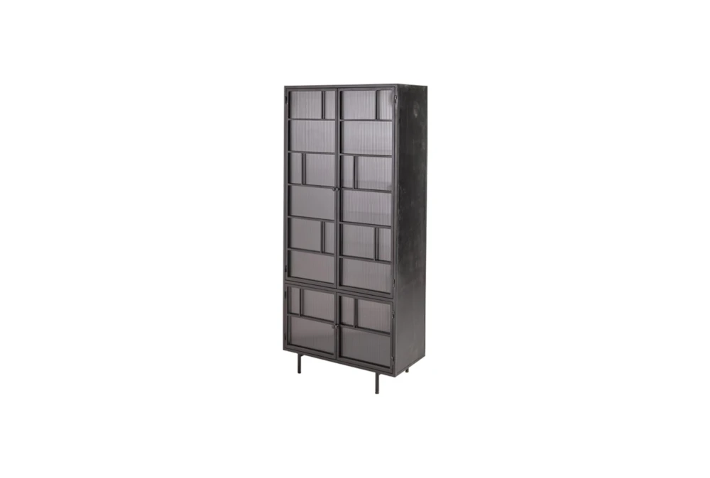 Metal + Ribbed Glass Tall Cabinet