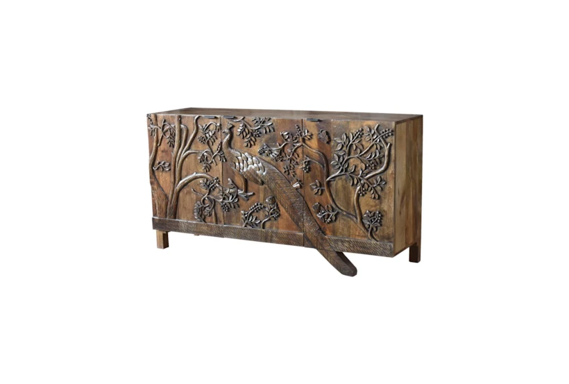 Hand Carved Peacock Sideboard - 360
