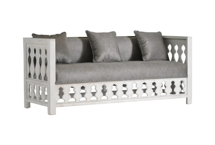 Whitewashed Ogee Arch Carved Sofa - 360