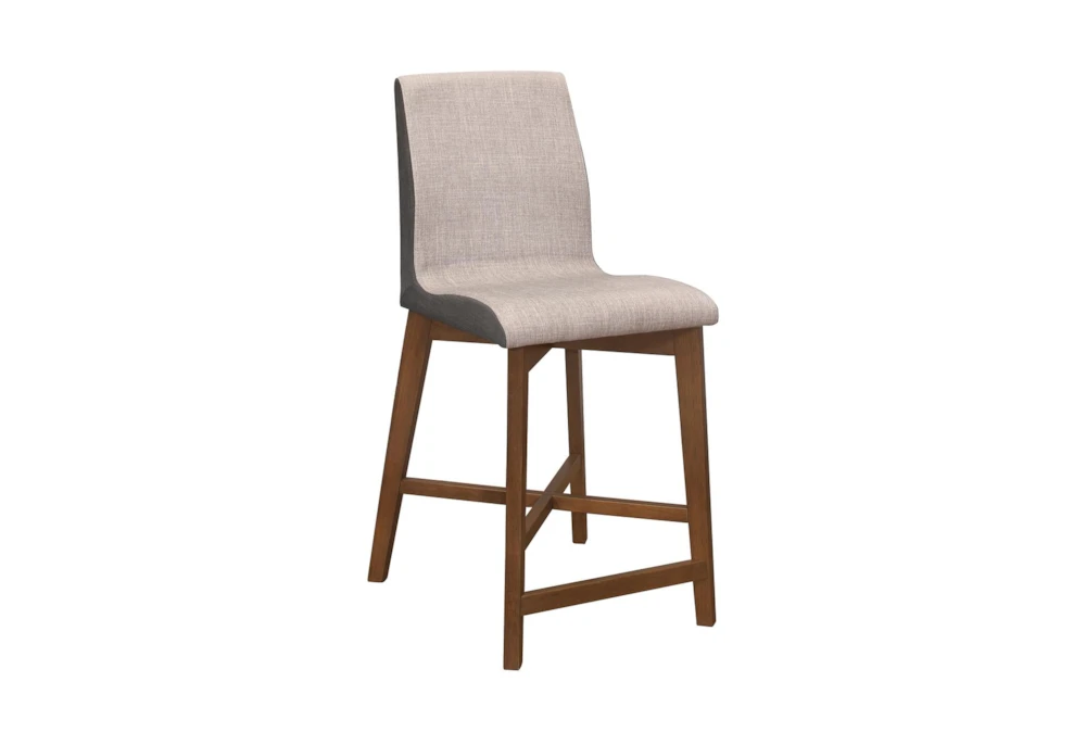 Tomas Upholstered Kitchen Counter Stool With Back Light Grey And Walnut Set Of 2