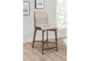 Tomas Upholstered Kitchen Counter Stool With Back Light Grey And Walnut Set Of 2 - Room