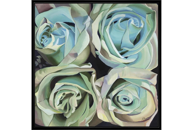 38X38 Turquoise Bloom With Black Frame - 360