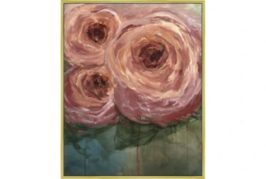 42X52 Blushing Blooms With Gold Frame