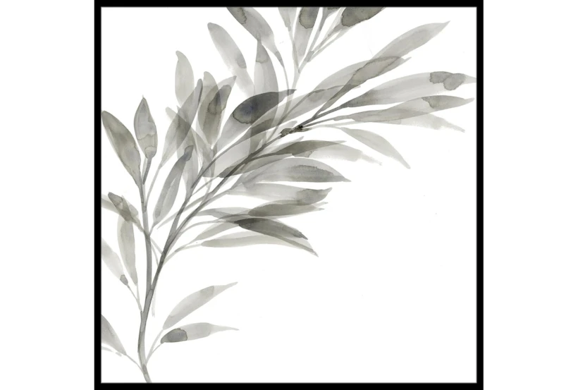 38X38 Watercolor Leaf Grey With Black Frame - 360