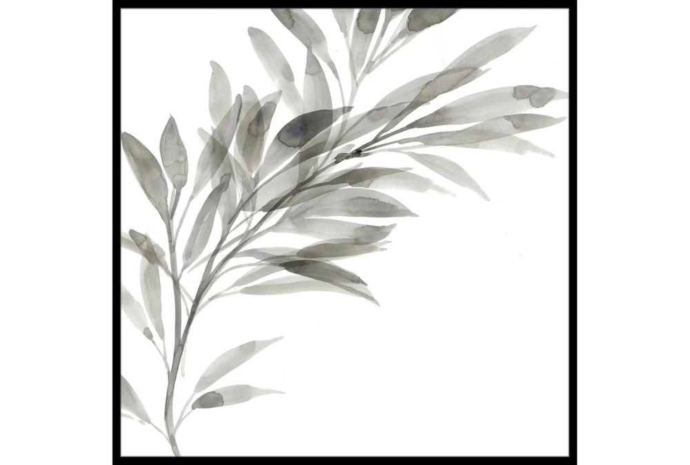 38X38 Watercolor Leaf Grey With Black Frame