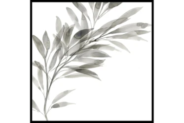 38X38 Watercolor Leaf Grey With Black Frame