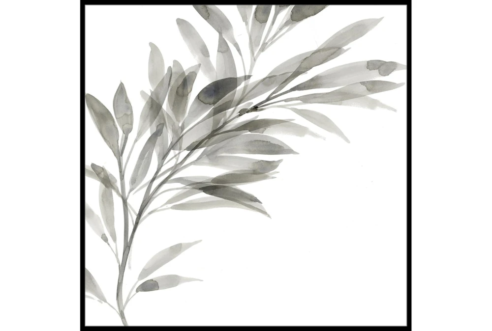 47X47 Watercolor Leaf Grey With Black Frame