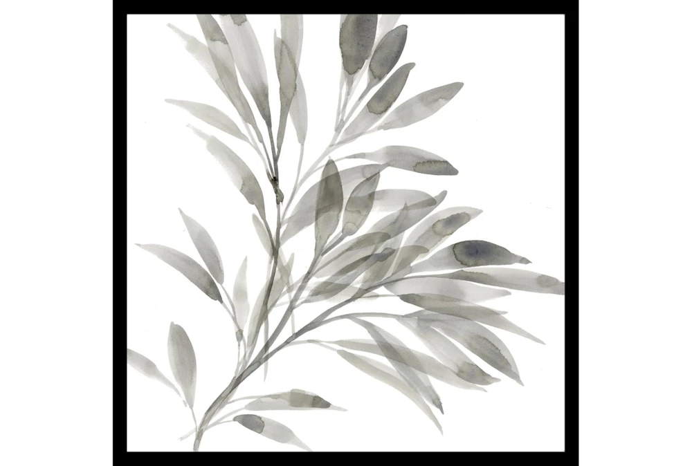 22X22 Watercolor Leaf Grey With Black Frame