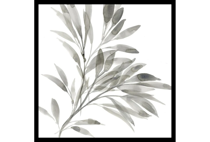 22X22 Watercolor Leaf Grey With Black Frame - 360