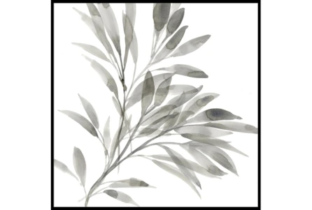 47X47 Watercolor Leaf Grey With Black Frame