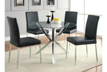 Brock 5 Piece Dining Set With Black Chairs