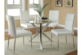 Brock 5 Piece Dining Set With White Chairs