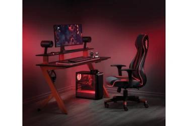 Link Black/Red 54" Gaming Desk With Usb & Bluetooth Controlled Led Lights
