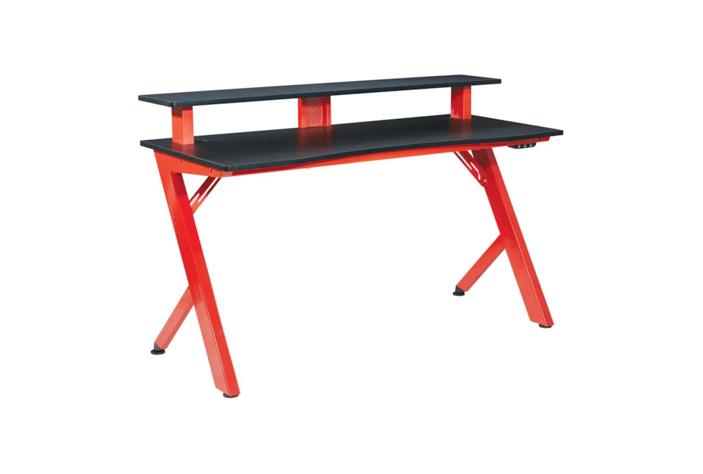 Link Black/Red 54" Gaming Desk With Usb & Bluetooth Controlled Led Lights