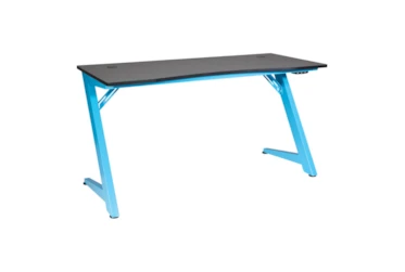 Binary Carbon/Matte Blue 54" Gaming Desk With Usb & Bluetooth Controlled Led Lights