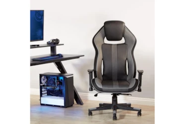 Tango Gaming Chair In Bonded Leather With Grey Accents