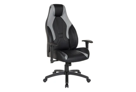 Epsilon Black Gaming Chair With Grey Accents & Adjustable Height Armrests