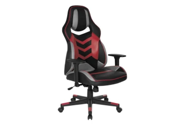 Bravo Gaming Chair With Red Accents & Adjustable Height Pivoting Armrests