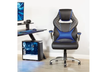 Sigma Gaming Chair With Blue Accents & Flip Up Padded Armrests