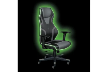 Spectrum Black Gaming Chair With Grey Accents, Adjustable Height Armrests & Battery Operated Led Lights