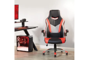 Alpha Red/Black Gaming Chair With Flip Up Padded Armrests