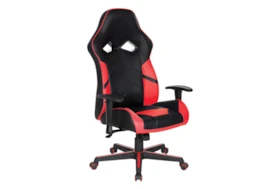 Zulu Black Gaming Chair With Red Accents & Adjustable Height Armrests