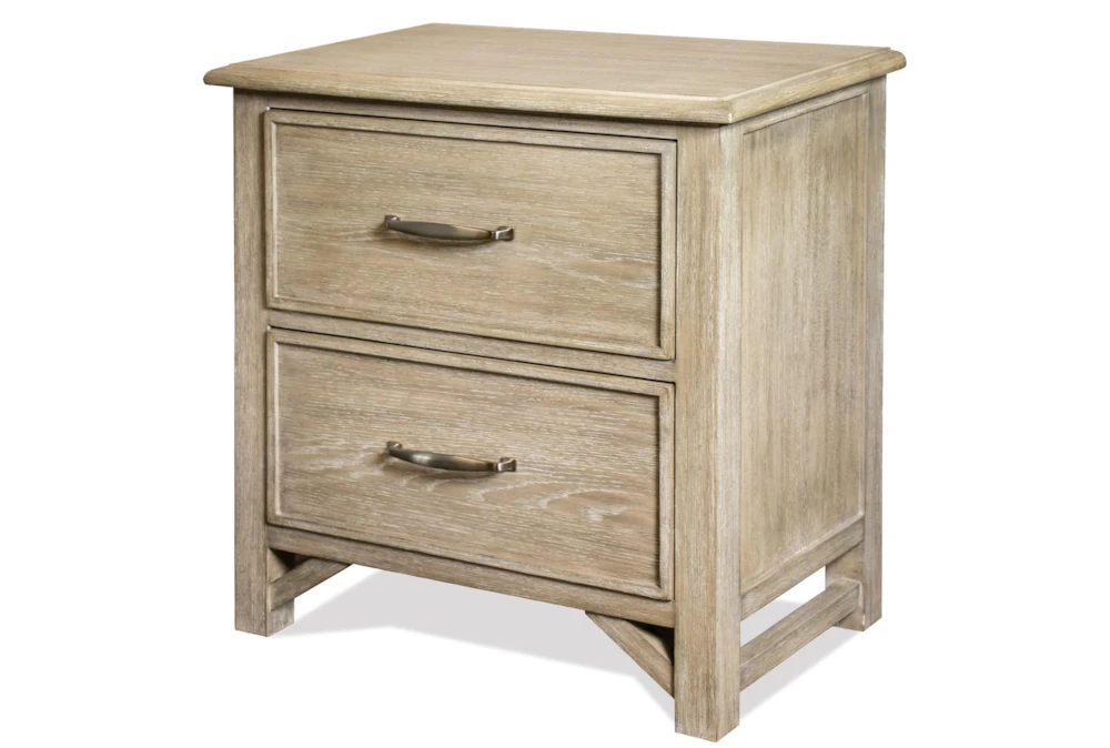 Alford Natural 2-Drawer Nightstand W/ Usb