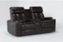 Eastwood Espresso 75" Power Reclining Console Loveseat With Power Headrest - Side