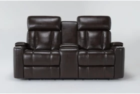 Eastwood Espresso 75" Power Reclining Console Loveseat With Power Headrest