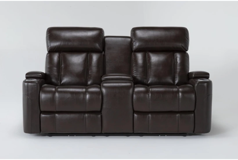 Eastwood Espresso 75" Power Reclining Console Loveseat With Power Headrest - 360