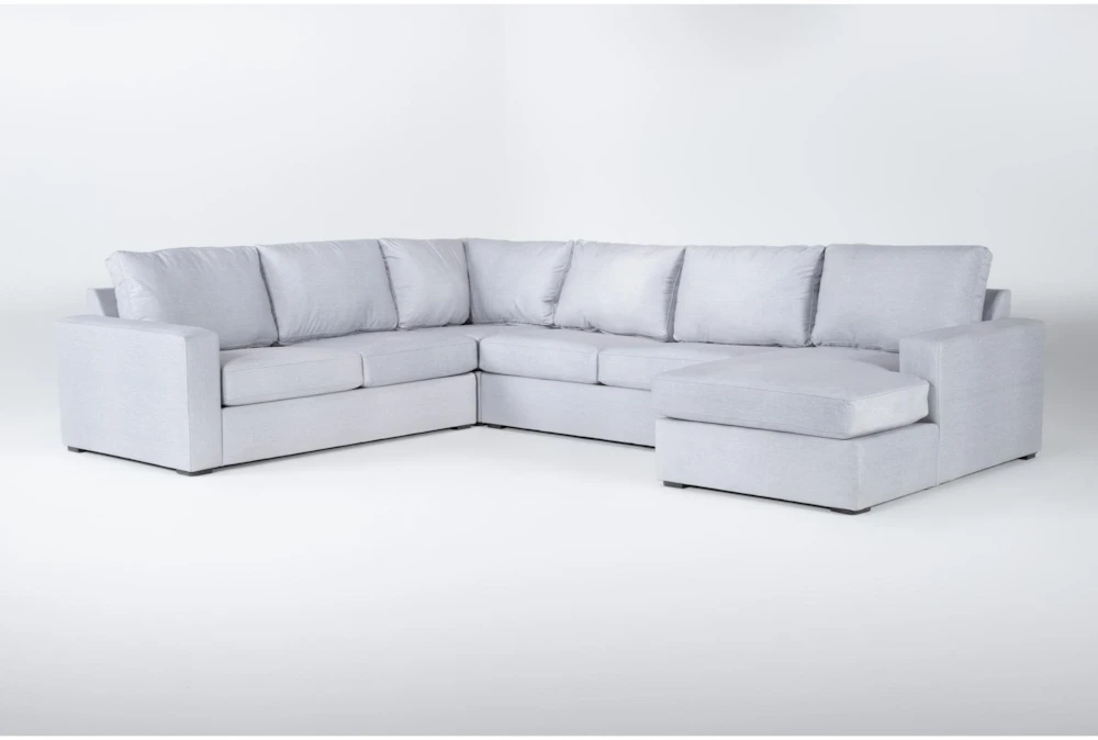 Araceli Dove 140" 4 Piece Sectional With Right Arm Facing Chaise 