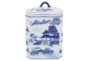 8 Inch Ceramic Jar W/ Lid Blue & White - Detail