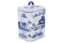 8 Inch Ceramic Jar W/ Lid Blue & White - Signature