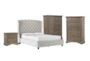 Mariah 4 Piece California King Velvet Upholstered Bedroom Set With Chapman Chest Of Drawers, Wardrobe + 3-Drawer Nightstand - Signature
