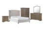 Mariah 5 Piece California King Velvet Upholstered Bedroom Set With Chapman Dresser, Mirror, Wardrobe + 3-Drawer Nightstand - Signature