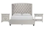 Mariah California King Velvet Upholstered 3 Piece Bedroom Set With Kincaid 2-Drawer Nightstand + Open Nightstand - Signature