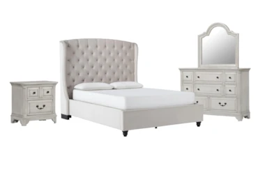 Mariah 4 Piece California King Velvet Upholstered Bedroom Set With Kincaid Dresser, Mirror + 2-Drawer Nightstand