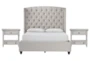 Mariah California King Velvet Upholstered 3 Piece Bedroom Set With 2 Kincaid Open Nightstands - Signature
