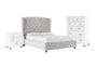 Mariah 3 Piece California King Velvet Upholstered Bedroom Set With Wade Chest Of Drawers + Nightstand - Signature